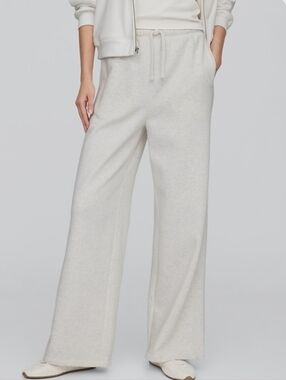 GAP Fleece Rib-Seam Wide-Leg Pants Gray Size Large